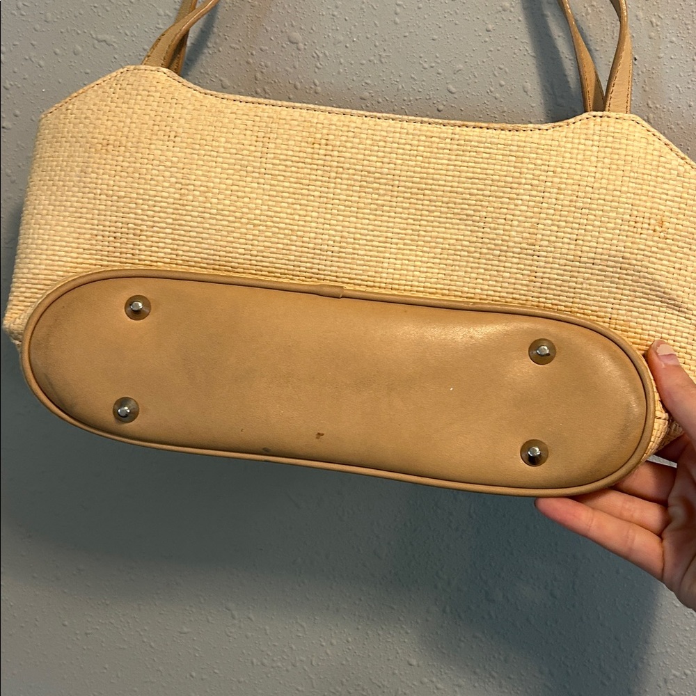 Vintage Fossil Forever Floral Appliqué Faux Straw Shoulder Bag - Picture 7 of 9